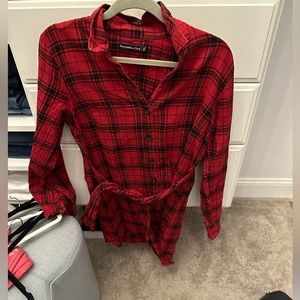 Abercrombie flannel dress with tie waist